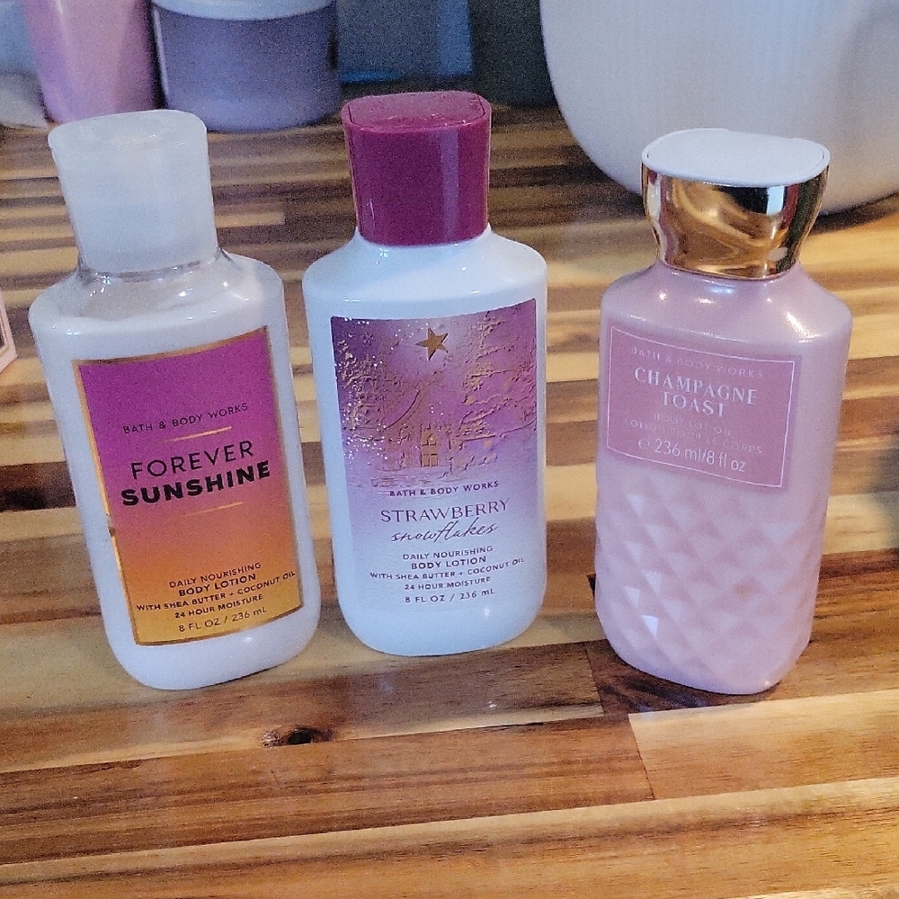 Bath & Body Works Lotion Set - Pink, White, Purple